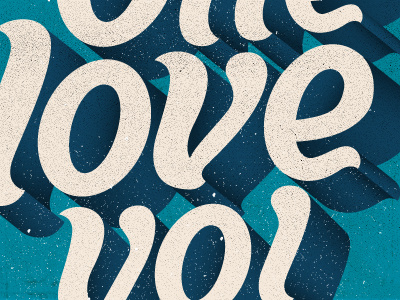 One love yo! Poster custom type groovy heart love poster print script shadows typo typography curvy