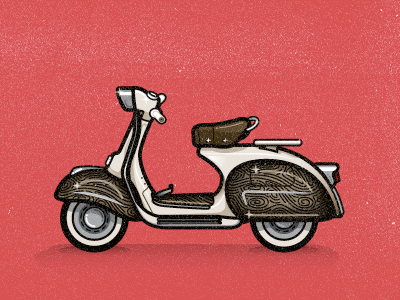 Vespa Tribute to Ines Gamler highlights illustration moped motorbike motorcycle texture wood pattern