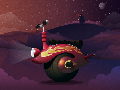 Lorax Scooter bike clouds hills house light lorax moon night scooter space stars