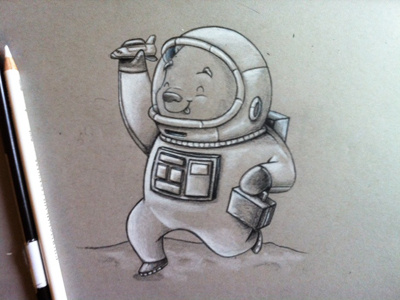 Astro Bear Kid Sketch astronaut bear endeavor kid lunch lunch box moon school ship space