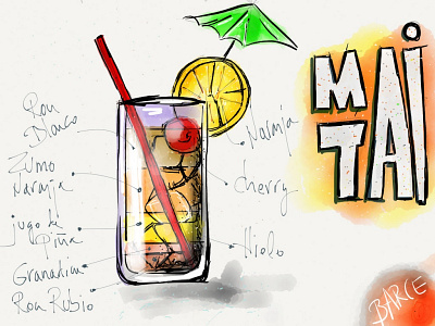 Mai Tai Cocktail cocktail drawing drink hand drawing illustration ipad madewhitpaper paper 53 sketch