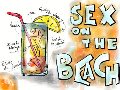 Sex on the beach cocktail art cocktail drawing drink hand drawing illustration inspiration ipad madewhitpaper paper 53 sex sketch