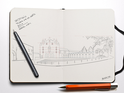 Drawing Santa's square (birthplace of St. Theresa of Jesus) architecture drawing hand drawing illustration inspiration line work markers sketch
