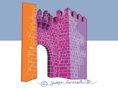 Mediaeval Walls of Ávila colors design gate history illustration lines sketch walls world heritage site