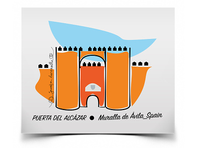 Gate of El Alcázar (Ávila-Spain) colors design gate history illustration lines sketch walls world heritage site