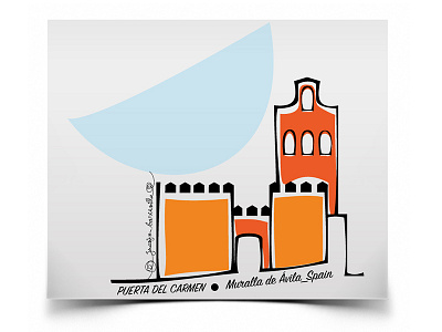 Gate of El Carmen (Ávila-Spain) colors design gate history illustration lines sketch walls world heritage site