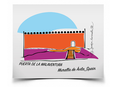 Gate of La Malaventura (Ávila-Spain) colors design gate history illustration lines sketch walls world heritage site