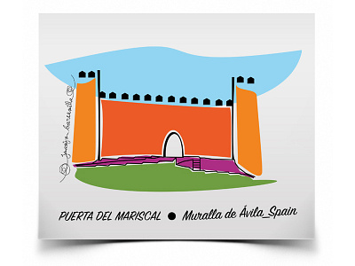 Gate of El Mariscal (Ávila-Spain) colors design gate history illustration lines sketch walls world heritage site