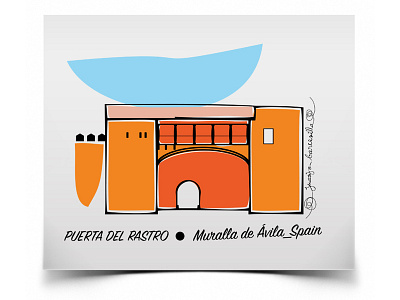 Gate of El Rastro (Ávila-Spain) colors design gate history illustration lines sketch walls world heritage site