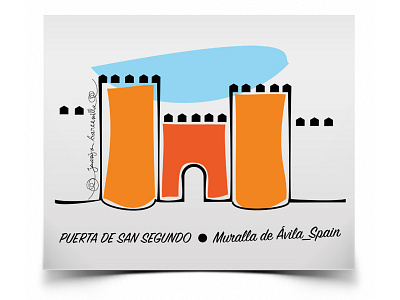 Gate of San Segundo (Ávila-Spain) colors design gate history illustration lines sketch walls world heritage site