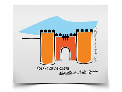 Gate of La Santa (Ávila-Spain) colors design gate history illustration lines sketch walls world heritage site