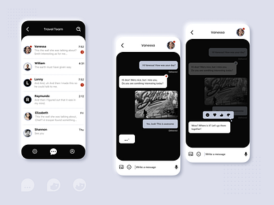 Travel App - Chat chat design figma mobile mobileapp monochrome ui uiux ux visualdesign