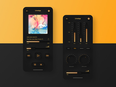 Skeuomorph Music App Dark theme app application concept design music skeuomorph ui uidesign user interface ux webdesign