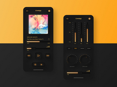 Skeuomorph Music App Dark theme