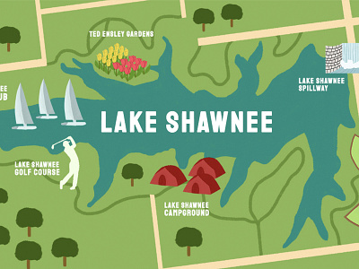 Lake Shawnee, KS Mural Concept design illustration map map illustration mural photoshop