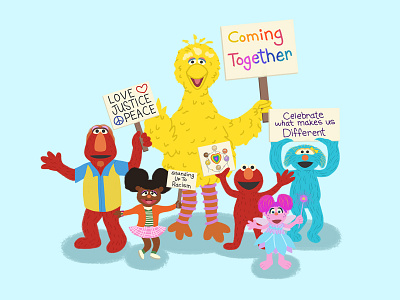 Sesame Street Coming Together childrens illustration cnn design fanart illustration protest sesame street