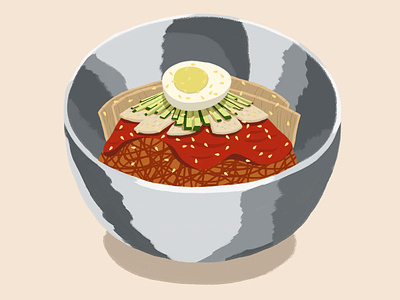 Bibim Naengmyeon asianfood asiannoodles bibimnaengmyeon foodillustration illustration koreanfood koreanfoodillustration
