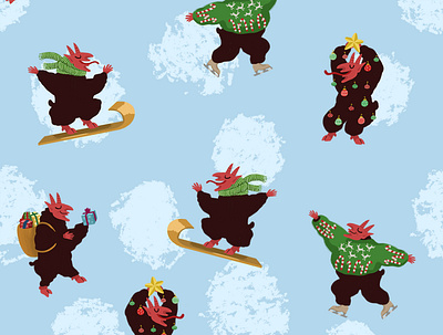 Merry Krampus christmas happyholidays holidays krampus pattern surfacedesign