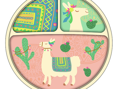 Llama Divider Plate Concept children consumerproducts cute design illustration llama photoshop surfacedesign