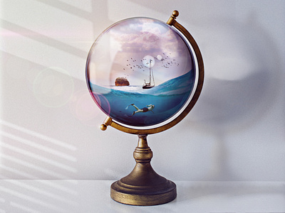 Magical Glass Globe glass globe illustration photoshop sun sunlight waves