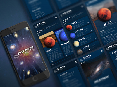 Discover the universe App app app design concept knowledge planets space uidesign universe uxdesign uxui