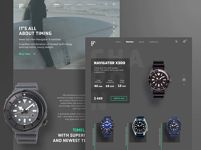 Charon watch store - landing page ⌚ branding concept dark darkmode design landingpage logo ui uiux ux uxdesign web webdesign