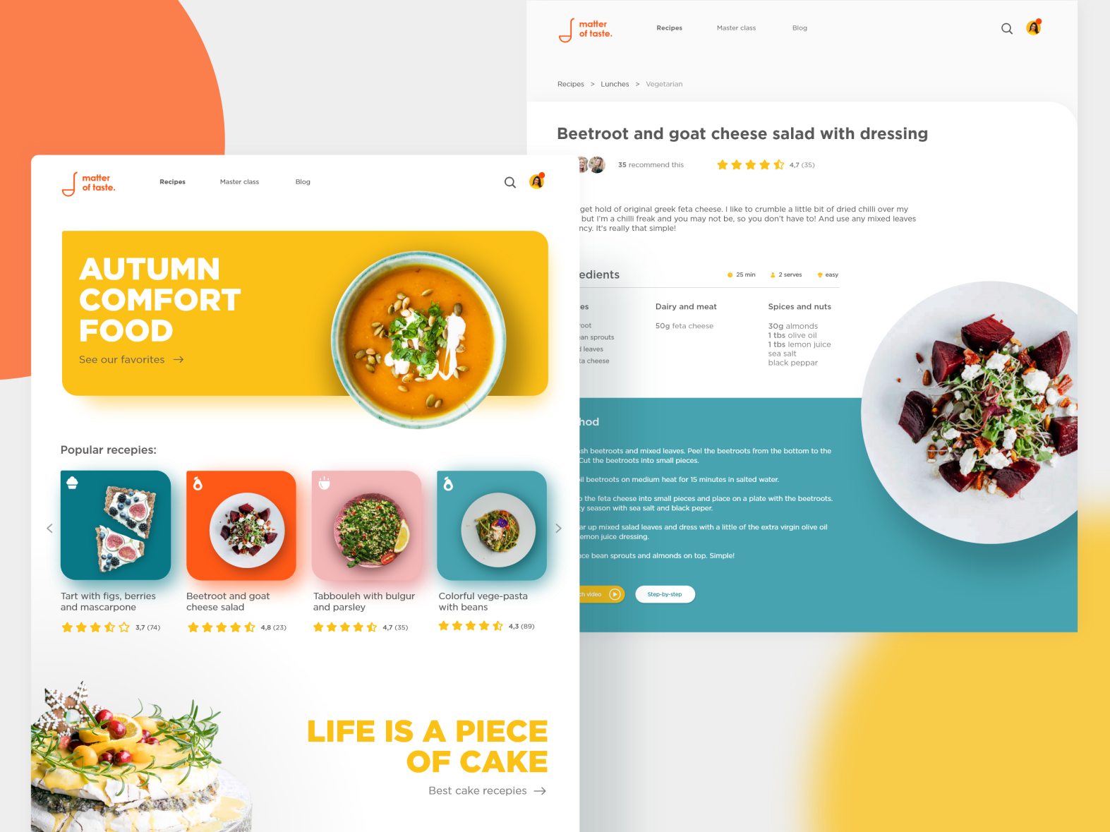 Recipe platform - matter of taste 👩‍🍳 by Zuzanna Cwiakala on Dribbble
