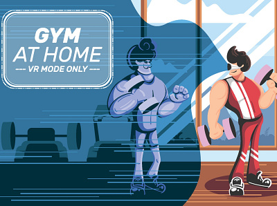 A Man doing Gym at Home design gym illustration landing page landing page concept physical distancing social distancing sports trending design untact vector artwork web workouts