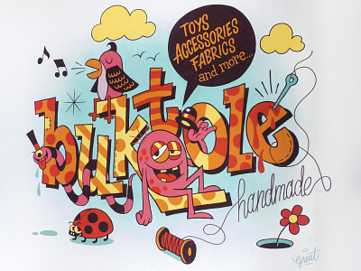 Buktole Mural design hand lettering illustration mural