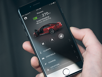 Tesla Mobile App app auto automotive car iphone product tesla ui
