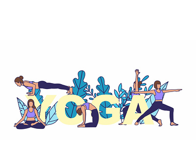 yoga positions design flat illustration minimal vector web