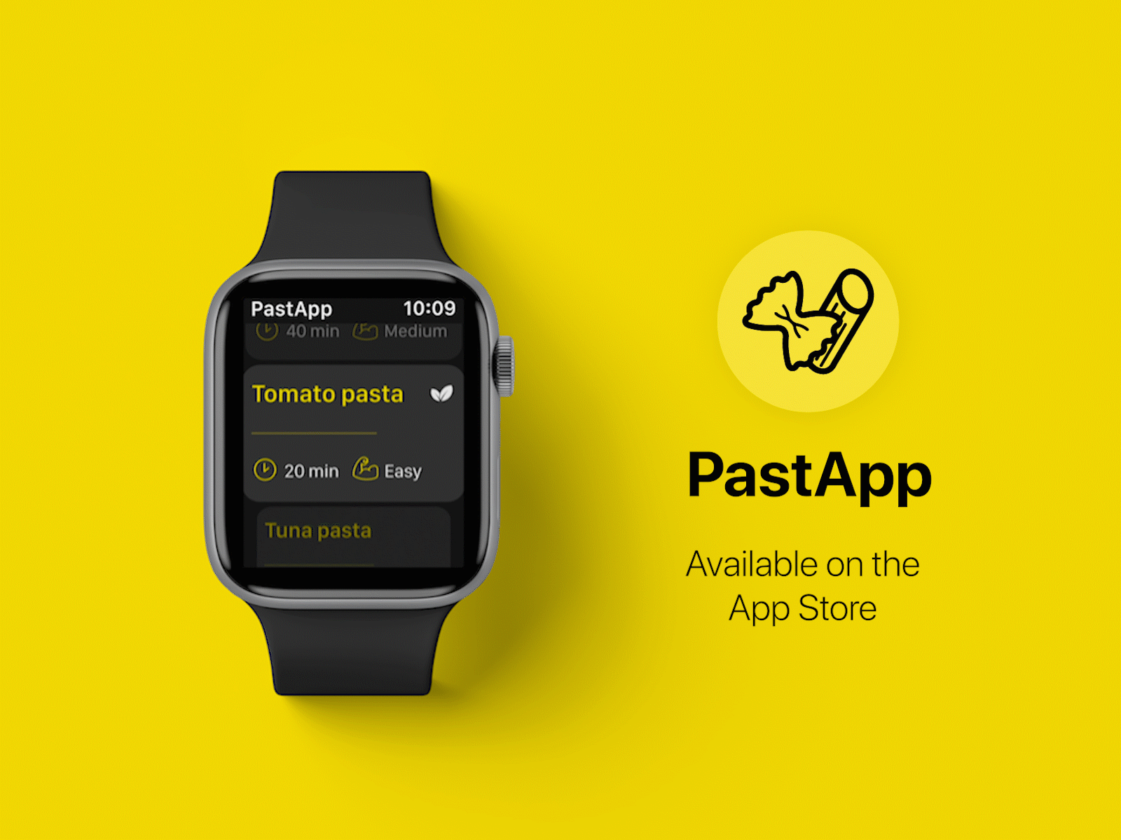 PastApp - Available on Apple Watch app app store apple apple watch apple watch design design download icon ios italian italy kitchen pasta smart watch ui ux watch