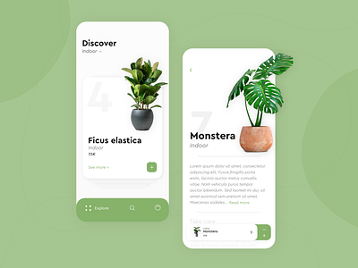 Plants Shop android app cards clean ui design flat ios nature plant shop tabbar ui ux vector white