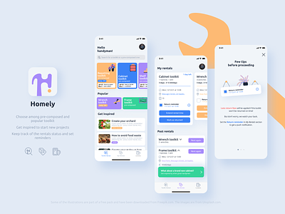 Homely - designflows2021 app competition design diy flat gradient hammer icon ios logo rent ui ux