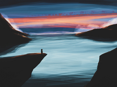 Intoxicating Freedom alone art creative design digital dribbble dusk feedback illustration landscape new ocean painting photoshop post project