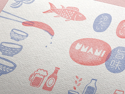 Umami Sushi brand design branding graphic design illustration japanese layout menu menu design sushi typogaphy vector