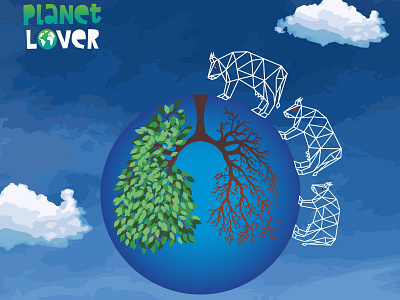 Planetlover Eat less meat animals illustrated environmental illustration logo