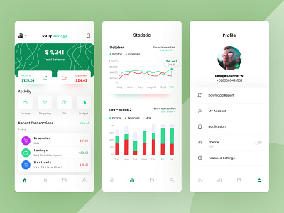 Daily Savings - Income and Expenses App Design app app design balance design app expenses finance income reports transaction history transactions ui uidesign