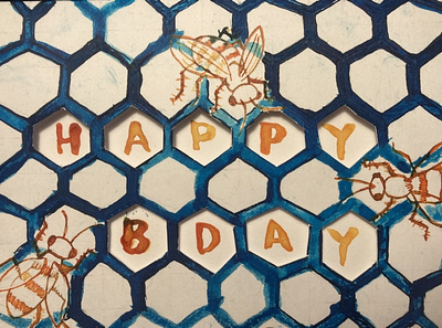 Hope you hive a happy B-day card brush pen cutout design illustration ink