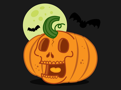 Skully Punkin autumn fall halloween illustration illustrator pumpkin skull spooky vector