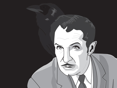 Vincent Price actor horror illustration illustrator old school portrait raven spooky vector vincent price vintage