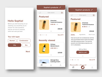 Skin care webshop appdesigner design skincare uidesign webshop