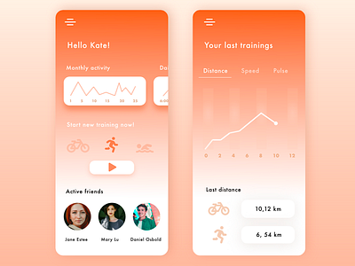 Training app ☺️ activity app clean ui design designed mobile simple three color training app ui ux