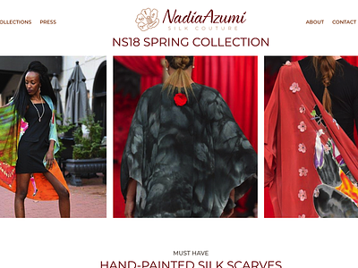 Updated Design for Nadia Azumi couture silk website