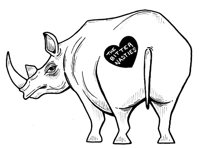 Logo for The Bitter Nasties Band analog animal art animal logo animals animals illustrated design faber castell illustration india ink logo micron pen photoshop rhino rhinoceros