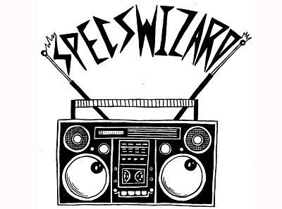 Logo/Sticker Illustration for Specswizard Band boom box boombox concert poster design faber castell hip hop hip hop music illustration india ink micron pen music illustration music poster radio rap music