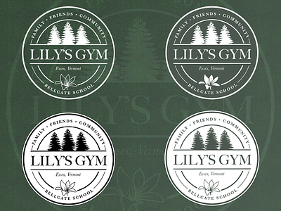 Bellcate School - Lily's Gym Logo circle emblem gym logo school trees vermont