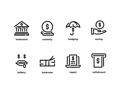 Finance - Outline bank banking business coin currency dollar finance financial icon iconography investment money saving withdrawal