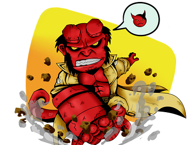 Hellboy Chibi art artwork charachter chibi digital painting fun art hellboy ilustration