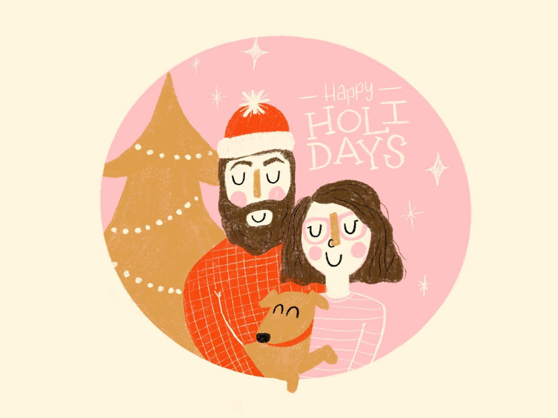 Happy Holidays procreate illustration card christmas holidays holiday card
